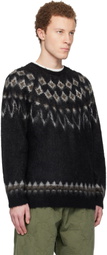 South2 West8 Black Mohair Crew Neck Sweater