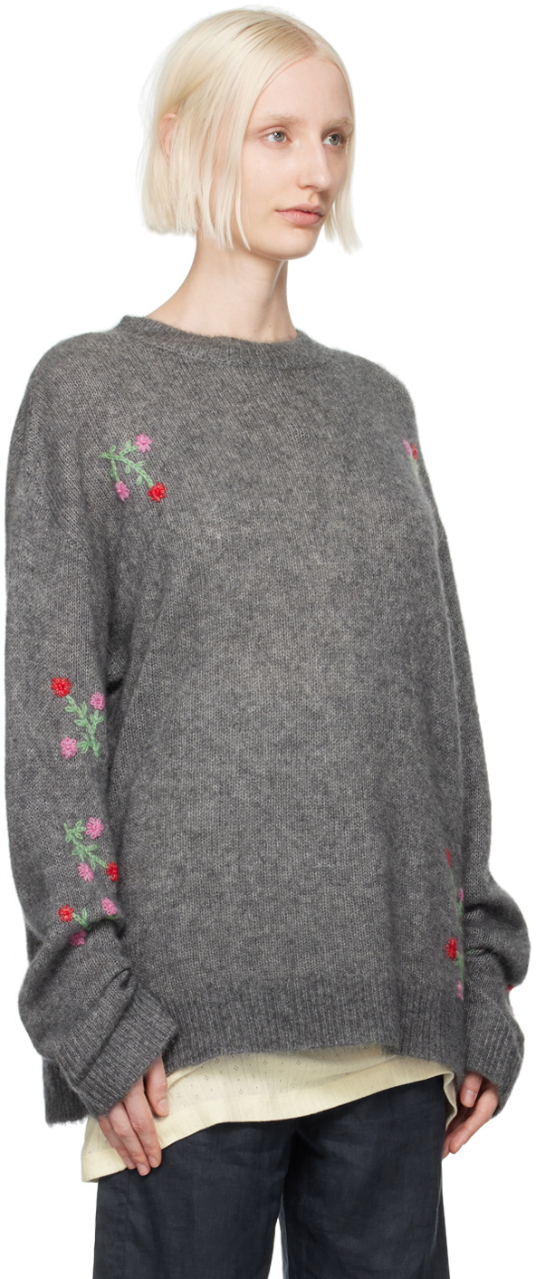 Caro Editions Grey Augusta Round Neck Sweater