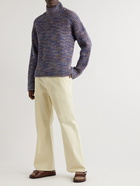 Mr P. - Mouline Knitted Mock-Neck Sweater - Blue