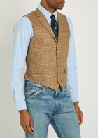 Polo Ralph Lauren Checked Linen-blend Waistcoat Camel