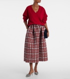 Oscar de la Renta Plaid faille midi skirt