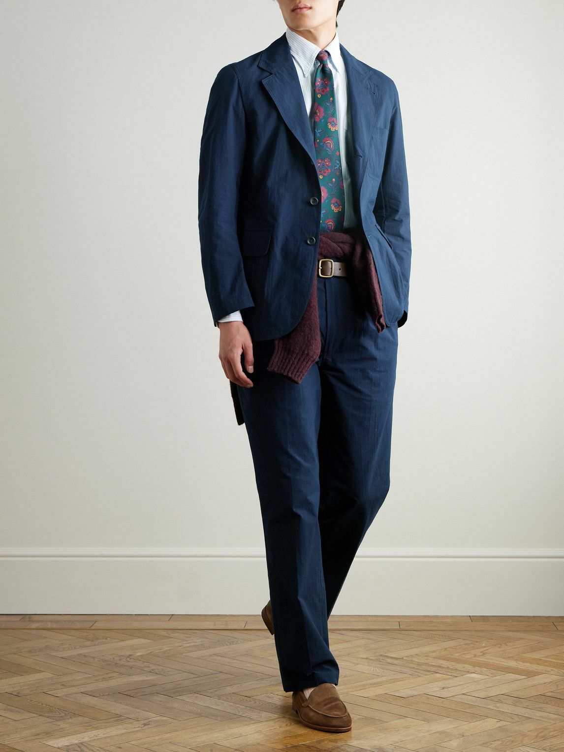 Drake's - HIM Games Tapered Cotton-Ripstop Trousers - Blue