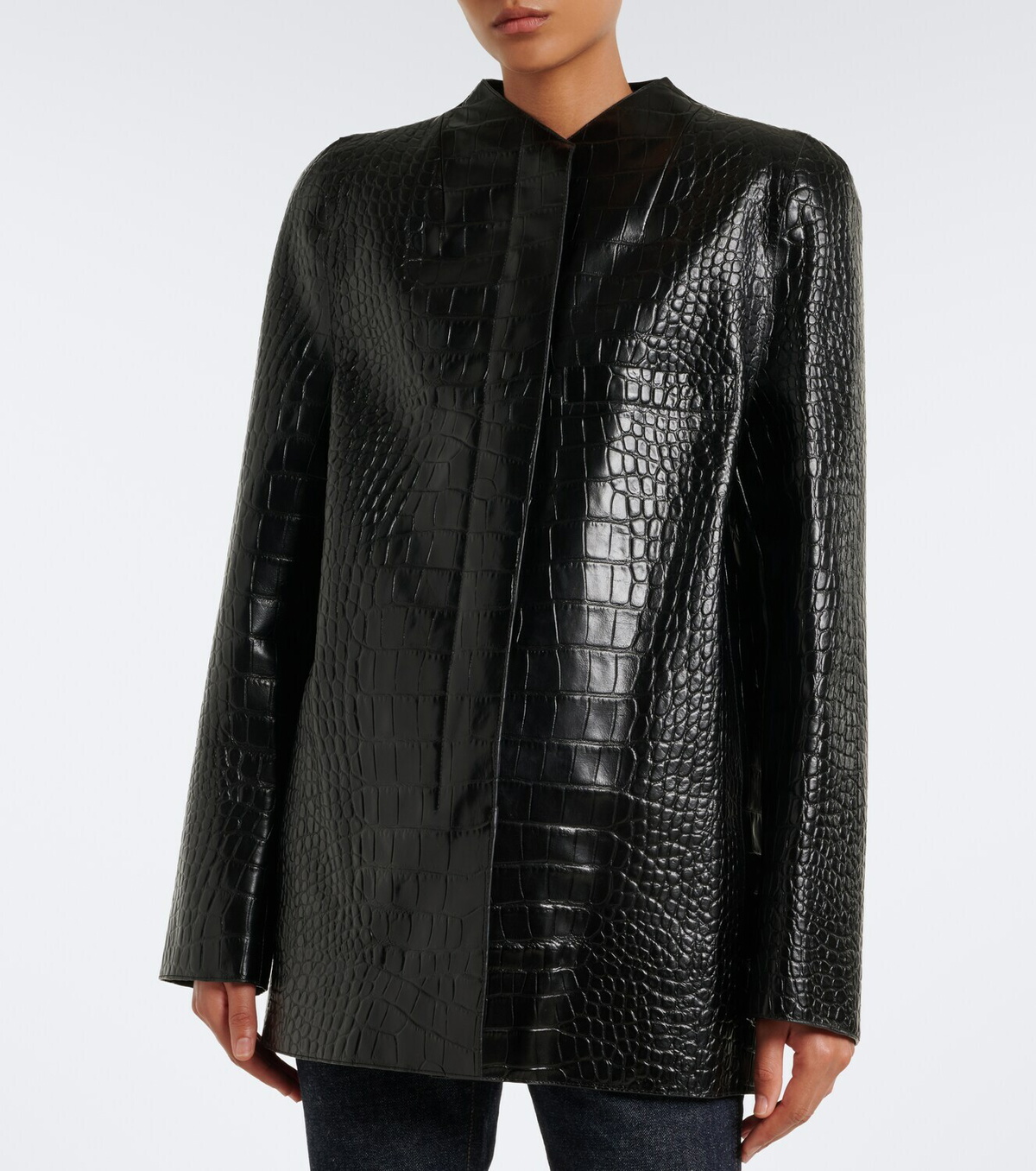 Khaite Sadie croc-effect leather coat