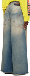LU'U DAN Blue Wide Cropped Jeans