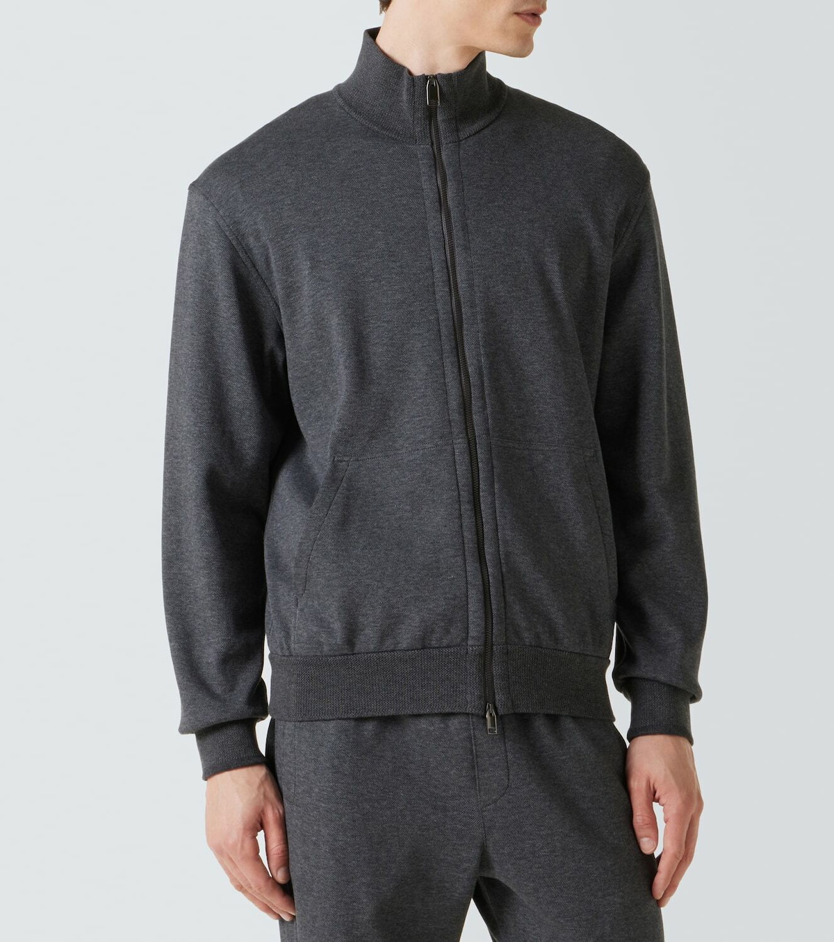 Brioni Cotton-blend zip-up sweatshirt