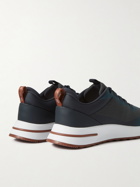 Loro Piana - Weekend Walk Leather-Trimmed Mesh Sneakers - Blue