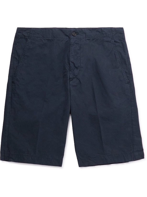 Photo: Aspesi - Straight-Leg Garment-Dyed Cotton Bermuda Shorts - Blue