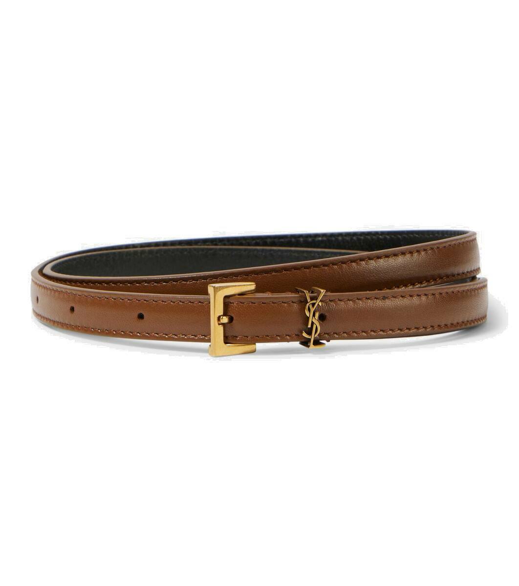 Saint Laurent Cassandre slim leather belt Saint Laurent