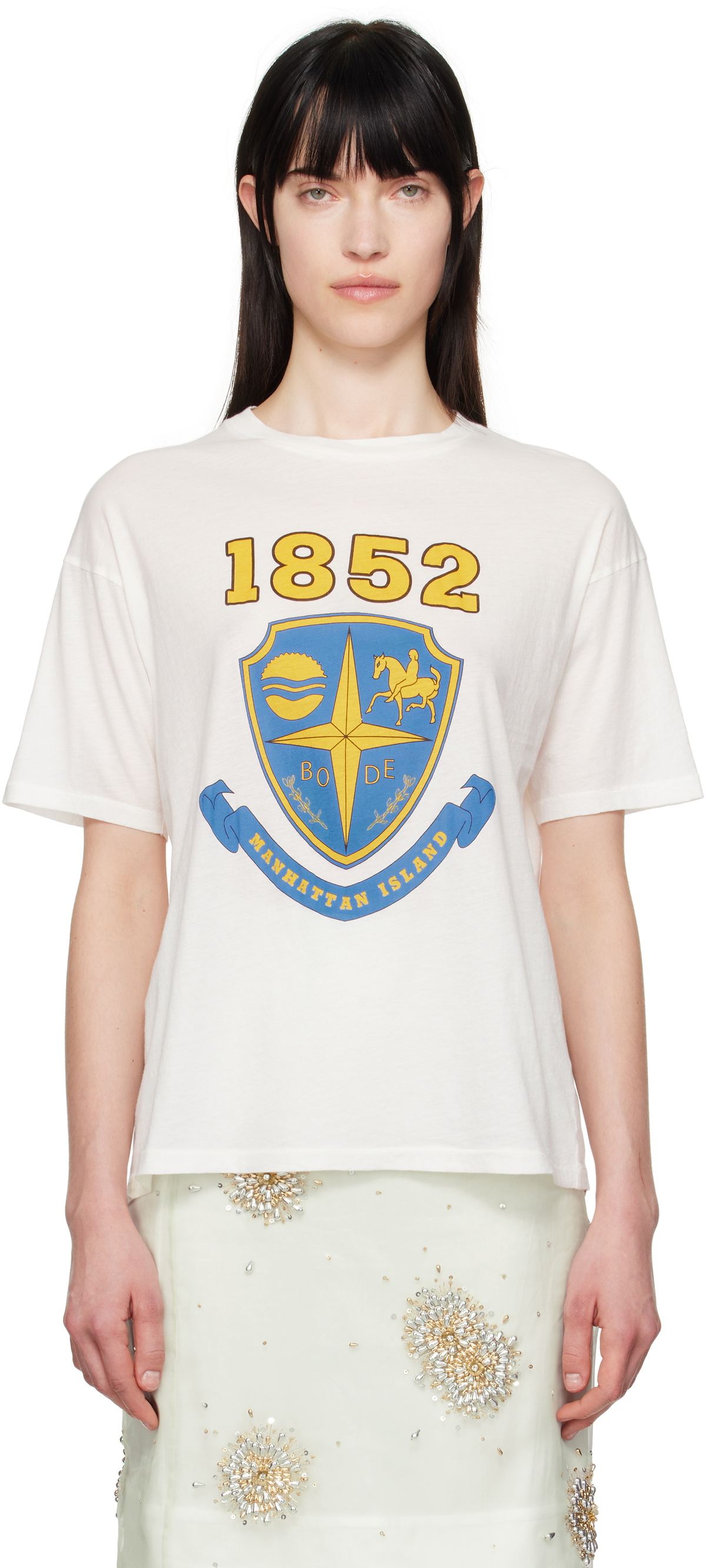 【関税込み】Bode ホワイト Kennedy Lake Tシャツ Bode: White Kennedy Lake T-shirt | SSENSE