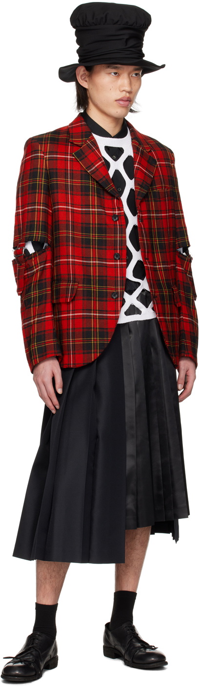 Black Comme des Garçons White Cutout Sweater