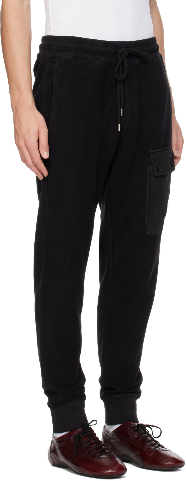 C.P. Company Black Diagonal Fleece Lens Cargo Sweatpants