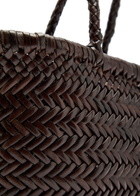 Dragon Diffusion Mini Flat Gora Woven Leather top Handle bag - Dark Brown - One Size