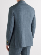 Canali - Kei Slim-Fit Herringbone Linen Suit Jacket - Blue