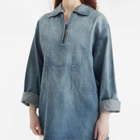 Auralee Women's Selvedge Faded Denim Shirt in Light Indigo