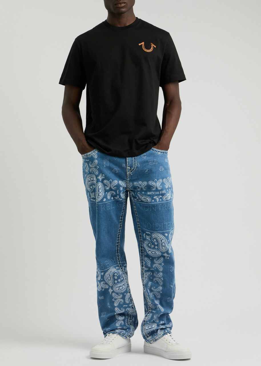 True Religion Rainbow Logo-embroidered Cotton T-shirt Black True