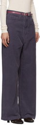 TONYWACK Purple Washed Corduroy Wide-Leg Trousers
