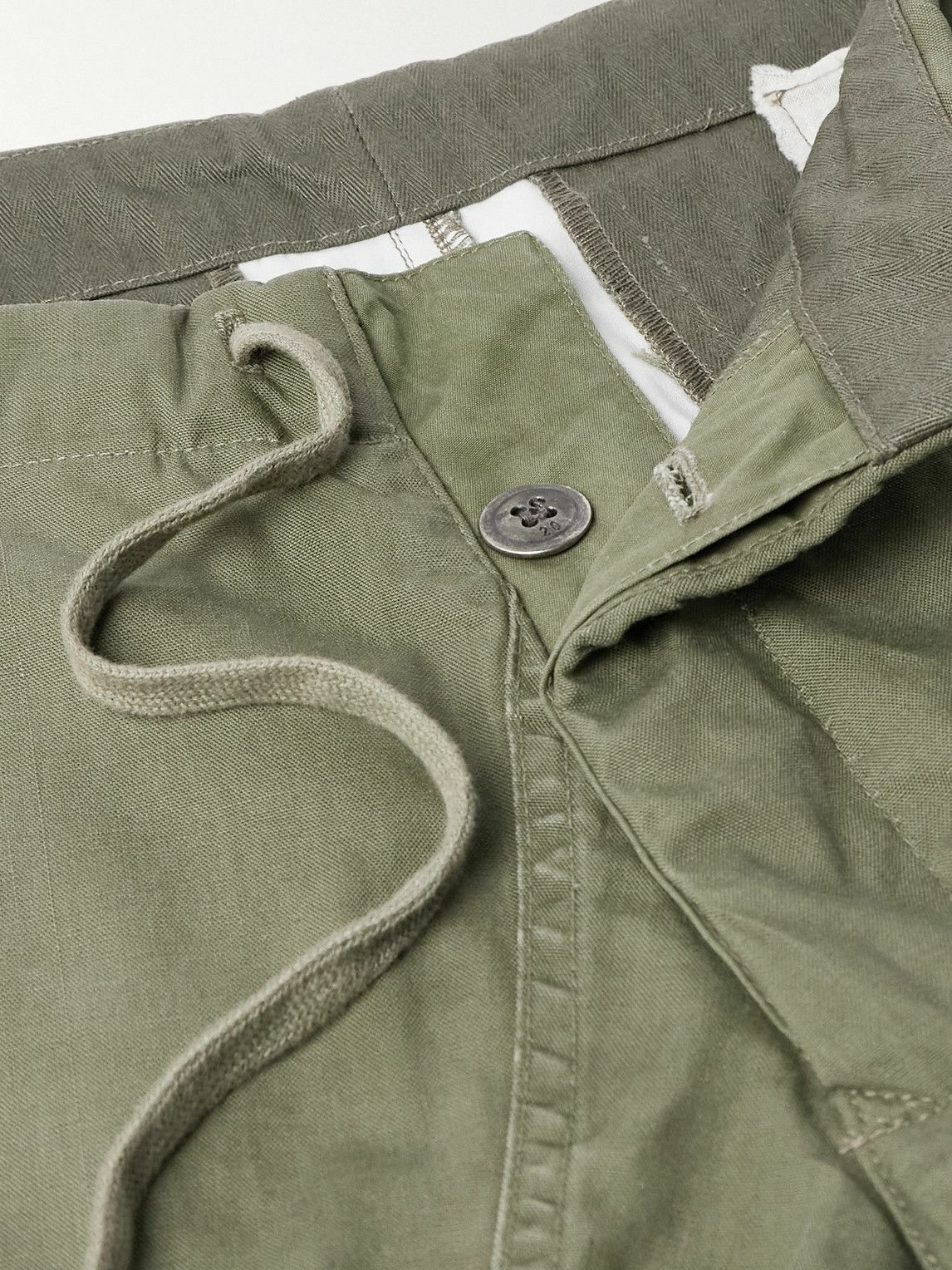 Greg Lauren - Wide-Leg Patchwork Cotton-Canvas Drawstring Cargo Trousers - Green