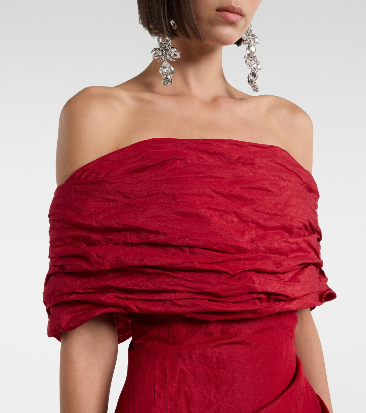 Magda Butrym Off-shoulder draped cotton-blend midi dress