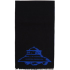 Valentino Black and Blue Valentino Garavani Undercover Edition Wool UFO Scarf