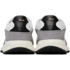 BOSS White & Gray Lightweight Fabric Suede Trim Sneakers