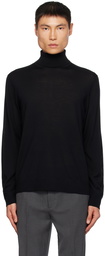 Theory Black Rib Trim Turtleneck