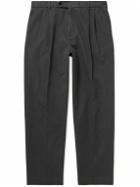 mfpen - Classic Tapered Pleated Organic Cotton-Twill Trousers - Gray