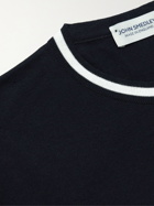 John Smedley - Dartford Contrast-Tipped Sea Island Cotton T-Shirt - Blue