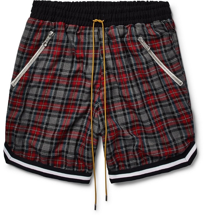 Photo: Rhude - Checked Cotton Drawstring Shorts - Men - Gray