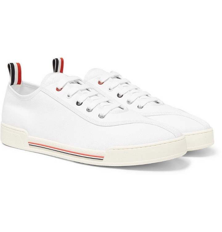 Photo: Thom Browne - Striped Canvas Sneakers - Men - White