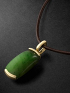 Fernando Jorge - Oblong 18-Karat Gold, Leather and Nephrite Jade Pendant Necklace