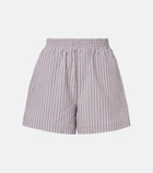 Varley Darina seersucker striped cotton shorts