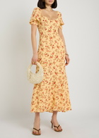 Reformation Gloria Floral-print Chiffon Midi Dress Yellow