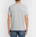 AMI - Slim-Fit Embroidered Mélange Cotton-Jersey T-Shirt - Men - Gray