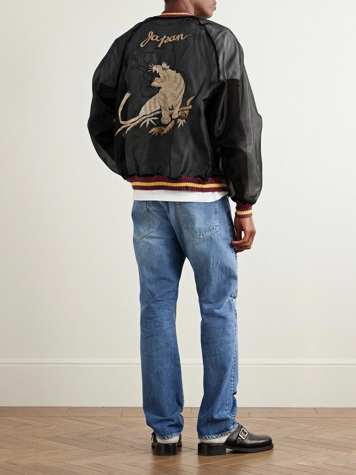 KAPITAL - Souvenir Embroidered Organza Bomber Jacket - Black KAPITAL