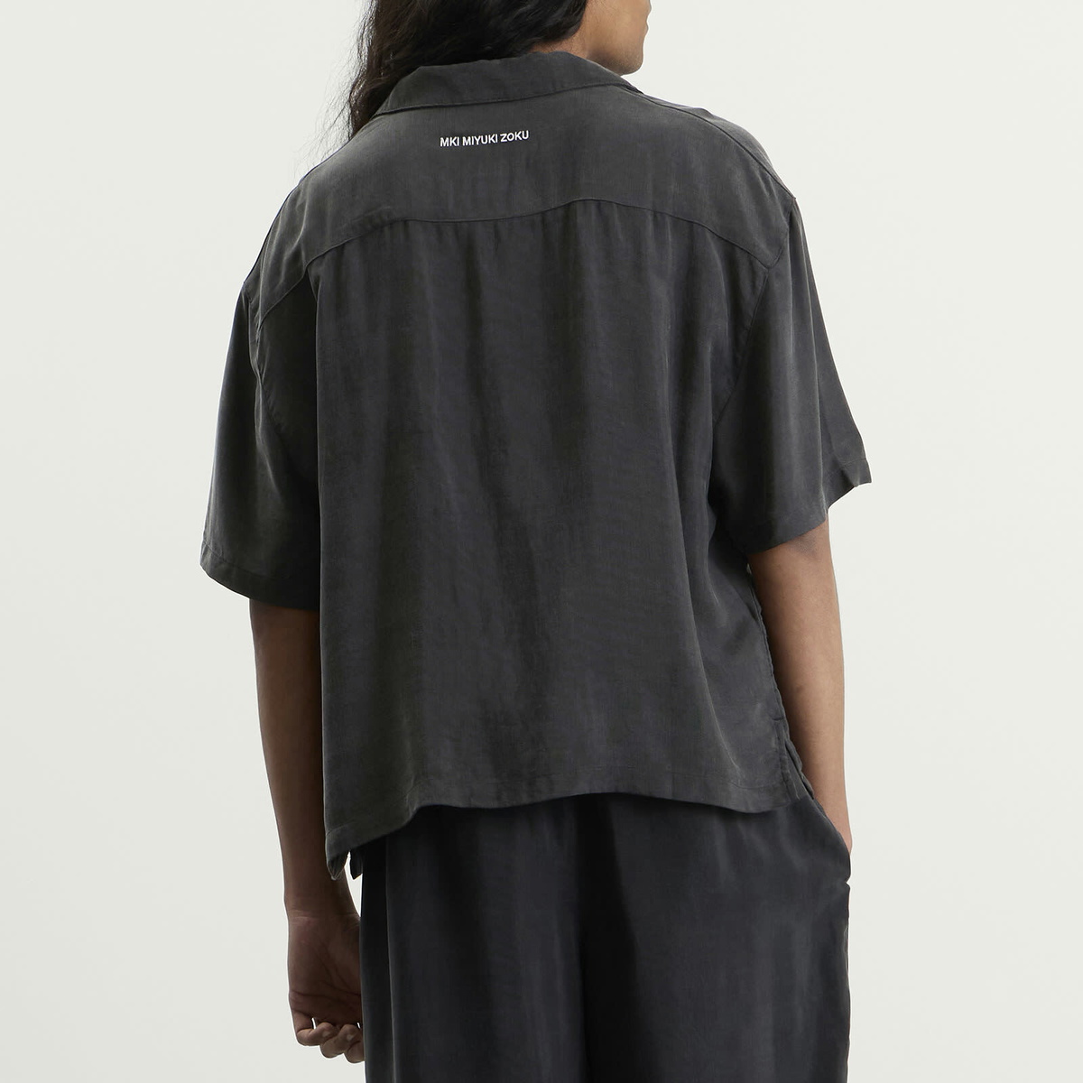 MKI Men's Ribbed Cupro Vacation Shirt in Sueded Black