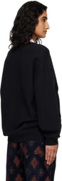 R13 Black Flaming Heart Oversized Crewneck Sweatshirt