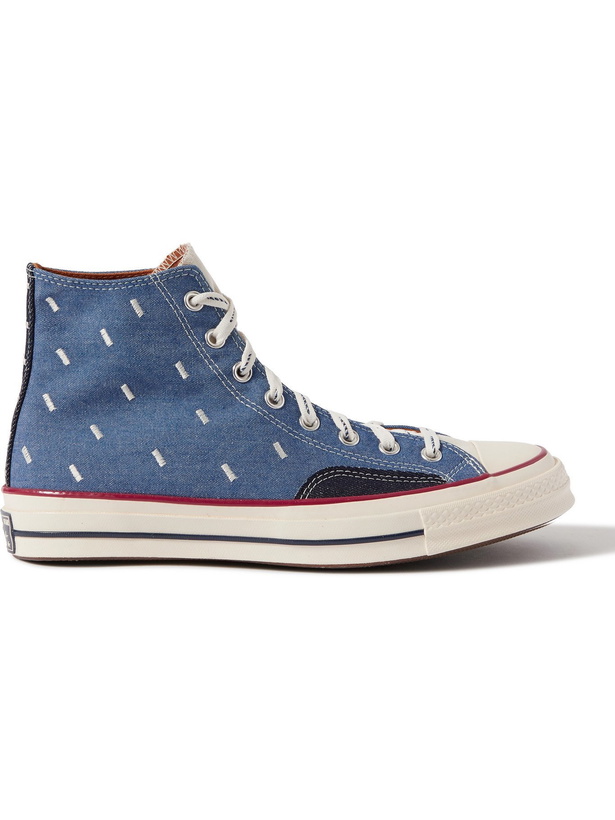 Photo: CONVERSE - Chuck 70 Indigo Boro Embroidered Denim and Canvas High-Top Sneakers - Blue