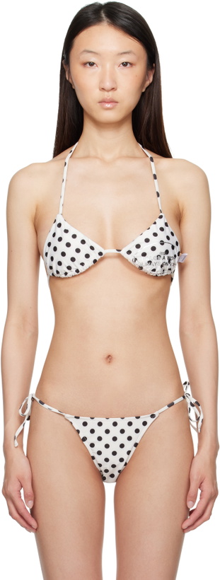 Photo: Paloma Wool White & Black Brake Bikini Top