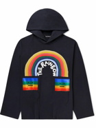 Acne Studios - Oversized Logo-Appliquéd Flocked-Print Fleece-Back Cotton-Jersey Hoodie - Black