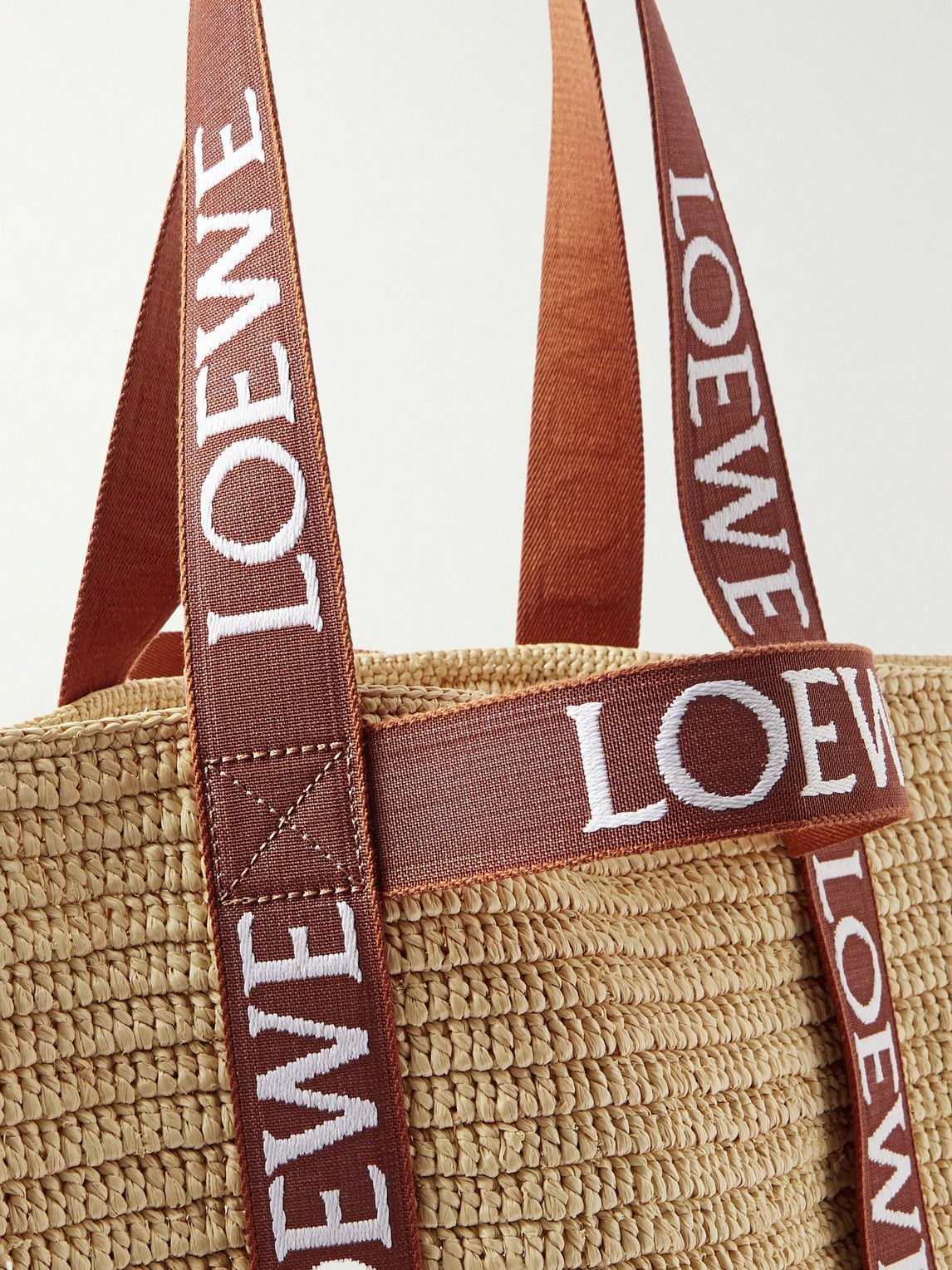 Loewe Fold Logo-strap Raffia Tote Bag in Natural