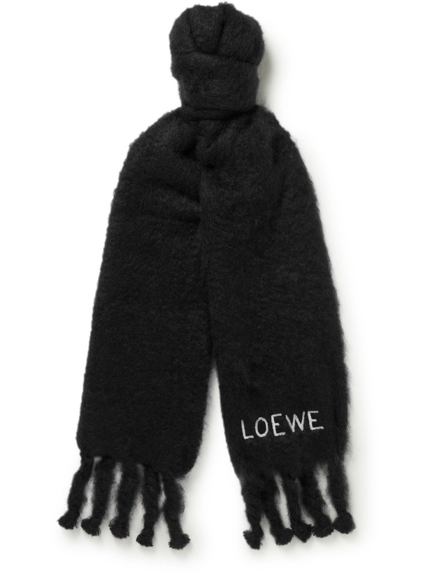 Photo: Loewe - Oversized Logo-Embroidered Mohair-Blend Scarf