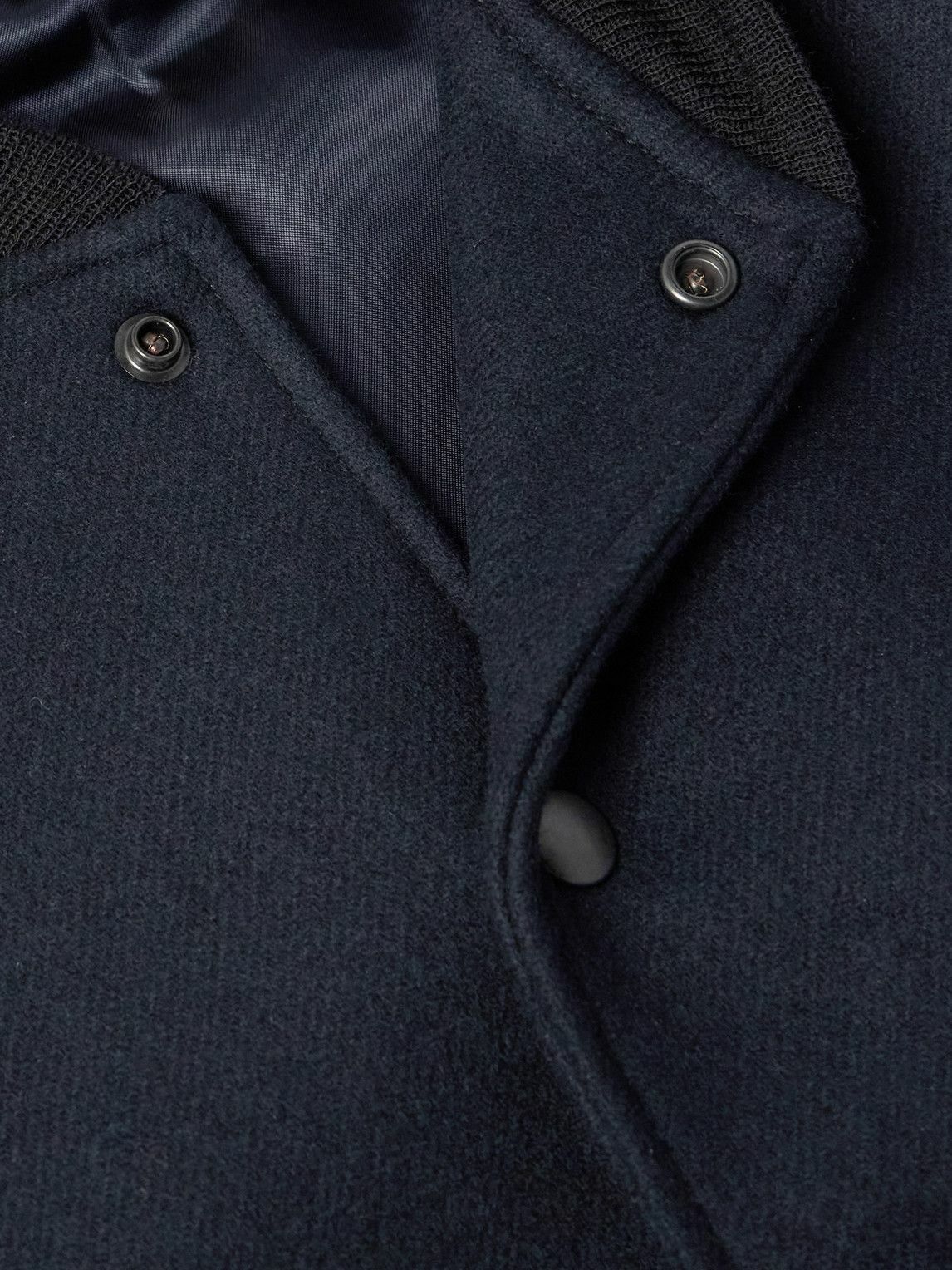 Kaptain Sunshine - Award Full-Grain Leather and Wool-Twill Bomber