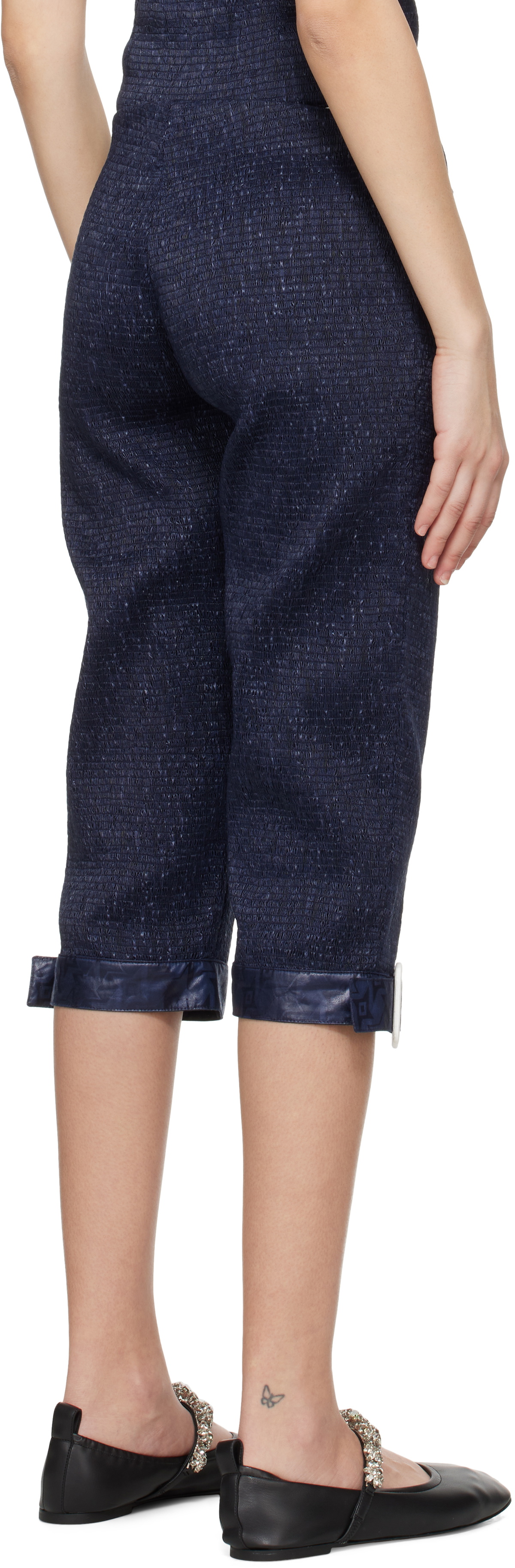 SUPER YAYA Navy Pantacourt With Belts Trousers