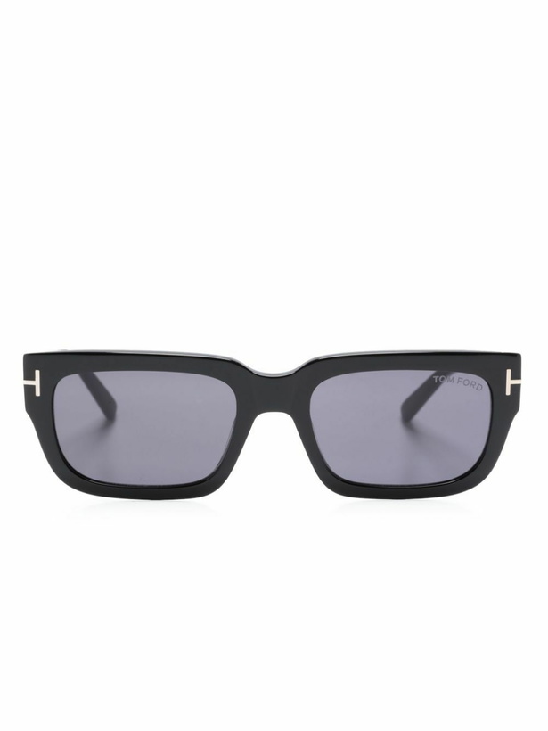 Photo: TOM FORD Eyewear Black Ezra Rectangle-Frame Sunglasses