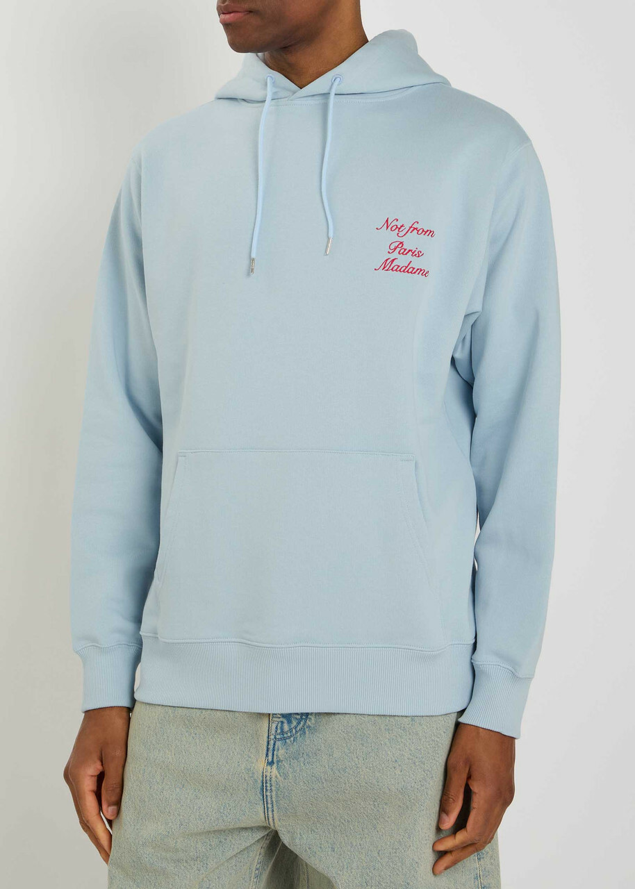 DRÔLE DE Monsieur Le Hoodie Embroidered Hooded Cotton Sweatshirt Light Blue