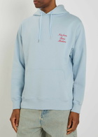 DRÔLE DE Monsieur Le Hoodie Embroidered Hooded Cotton Sweatshirt Light Blue