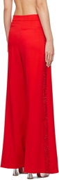 AREA Red Crystal-Cut Trousers