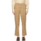 Bode Beige and White Oatmeal Plaid Trousers