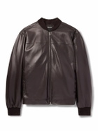 Zegna - Slim-Fit Leather Jacket - Brown