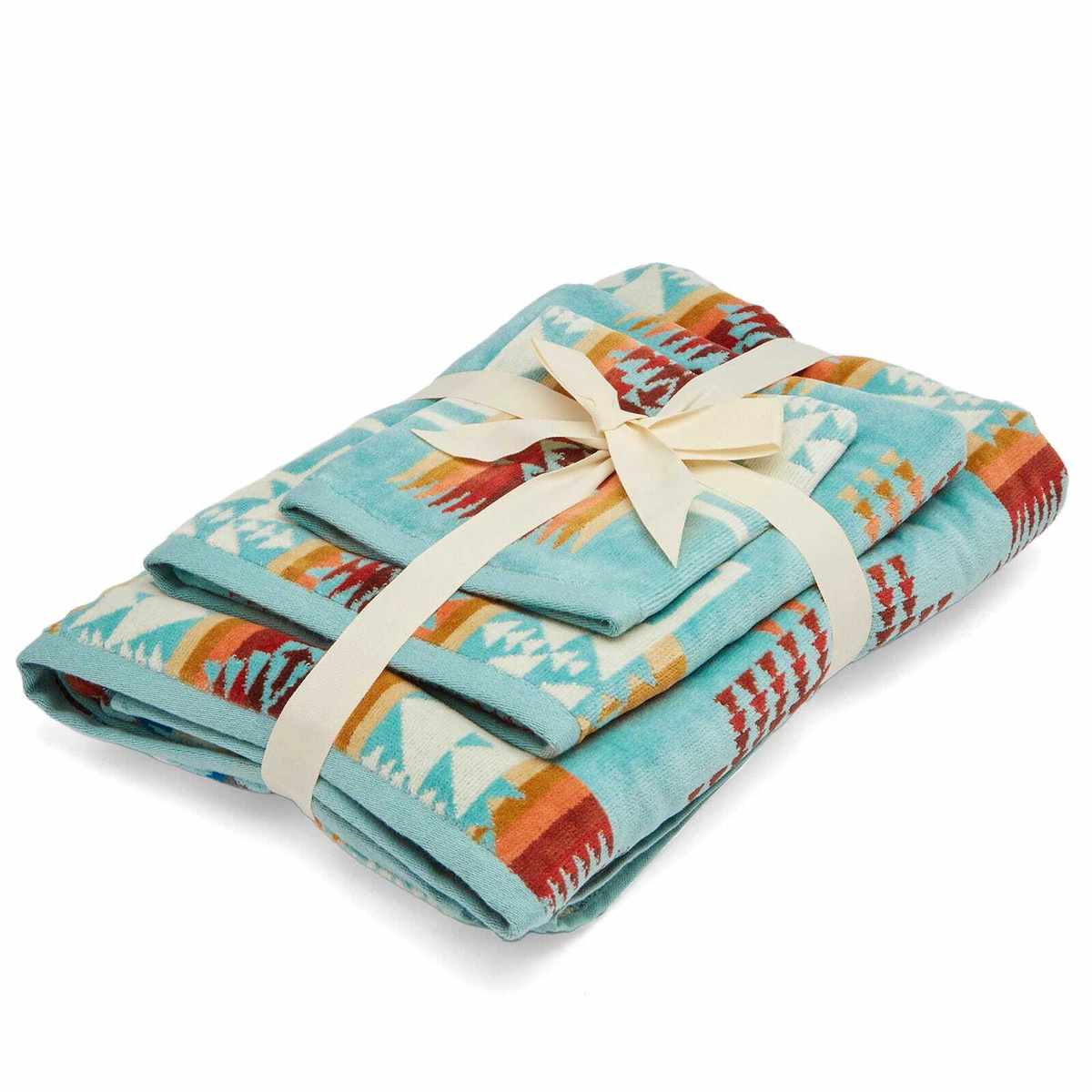 Pendleton Three Piece Towel Set in Aqua 